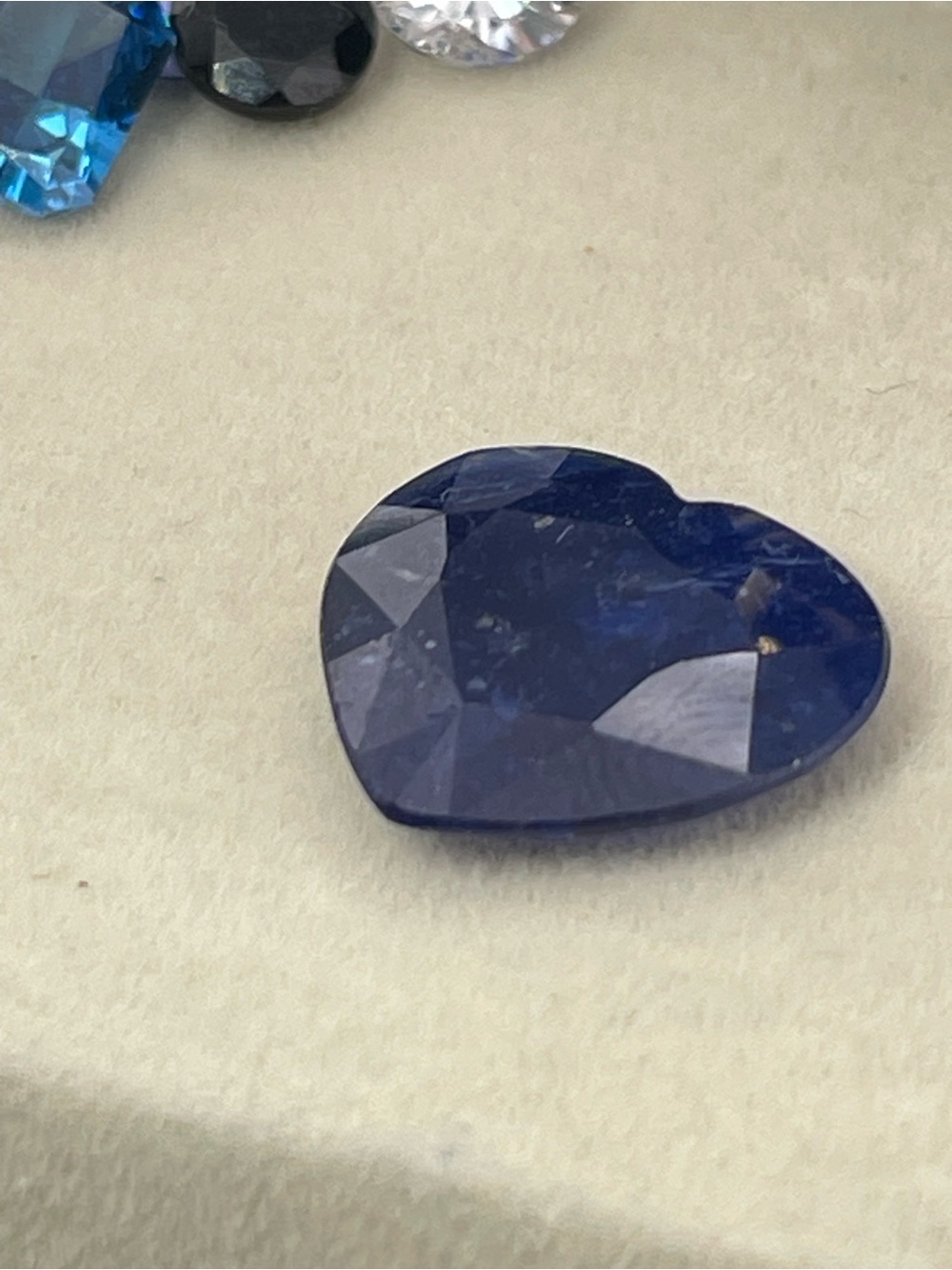 11.5ct Heart Sapphire Simple checkerboard Facet 15x17mm Blue Sapphire Gemstone - Picture 12 of 13